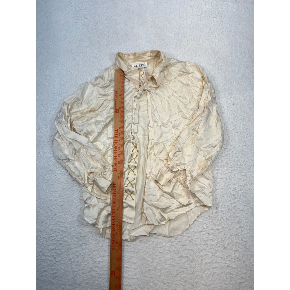 Vintage The Icing Cream 100% Silk Lace Up Front Button Up Blouse Size 6